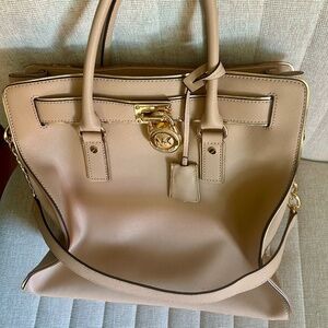 MK Purse/ Michael Kors Hamilton Satchel Bag Tote XL Light Pink Saffiano Leather